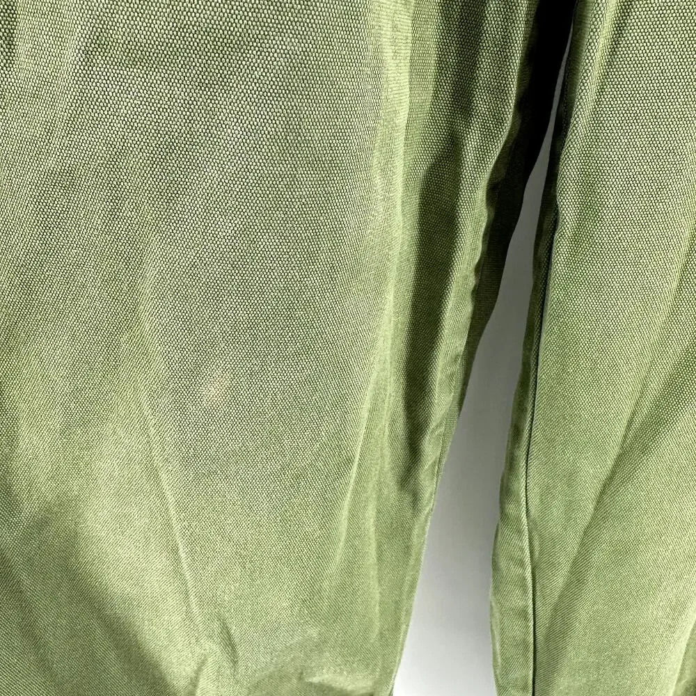 Free People Lights Down Rolled Tapered Leg Pants Relaxed Fit Belted Green Large